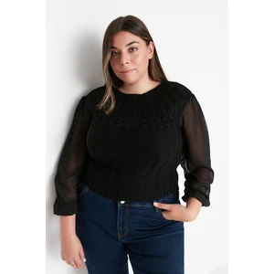 Trendyol Curve Plus Size Sweater - Black - Fitted