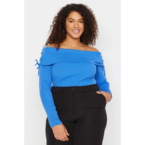 Trendyol Curve Plus Size Sweater - Blau - Fitted