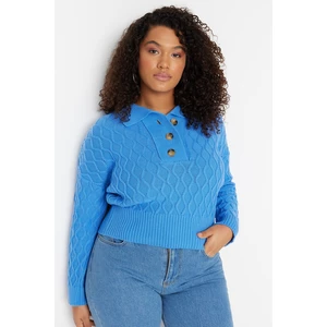 Trendyol Curve Plus Size Sweater - Blue - Regular fit