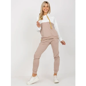 Ecru-beige women's tracksuit with sweatshirt