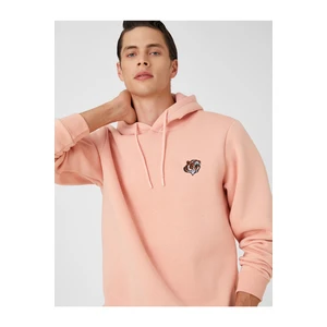 Koton Basic Hooded Sweatshirt Tiger Embroidered Long Sleeve