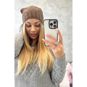 Beanie with fleece Justyna K253 cappuccino