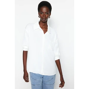 Trendyol Basic Woven Cotton Shirt in Ecru