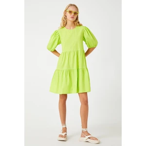 Koton Balloon Sleeve Dress Crew Neck