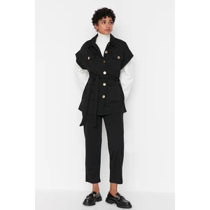 Trendyol Black Gold Buttoned Vest-Pants Knitted Suit