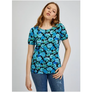 Orsay Blue-Black Women Floral T-Shirt - Women