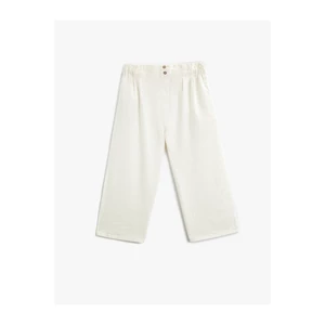 Koton Linen-Mixed Trousers. Wide Legs. The Waist is Elasticated.