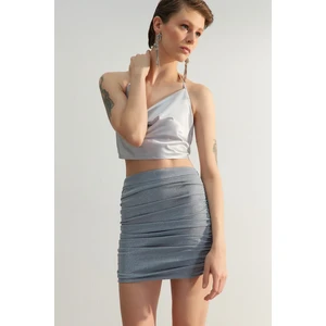 Trendyol Gray Draped Detailed Skirt