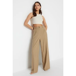 Trendyol Khaki Printed Wide Leg Woven Trousers