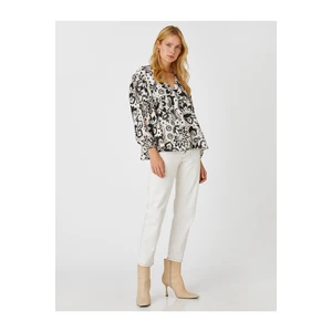 Koton V-Neck Floral Blouse