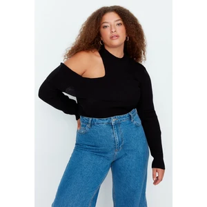 Trendyol Curve Plus Size Sweater - Black - Fitted