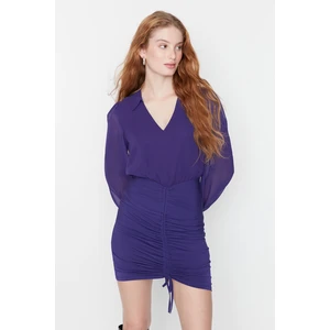 Trendyol Purple Shirred Detailed Bodycone Dress