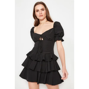 Trendyol Black Ruffle Detailed Poplin Dress