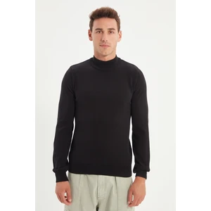 Trendyol Black Men's Slim Fit Half Turtleneck 100% Cotton Basic Sweater