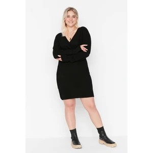 Trendyol Curve Black Double Breasted Collar Knitwear Dress