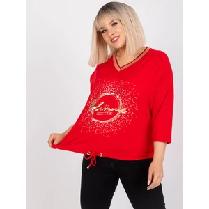 Plus size red Maileen V-neck blouse