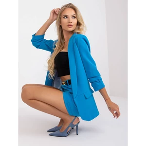 Elegant blue set with ruffles on the sleeves