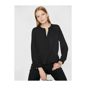 Koton Women's Black V-Neck Long Sleeve Blouse