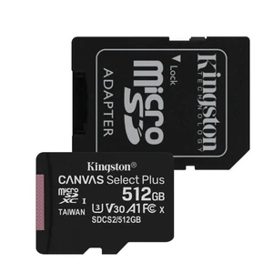 512GB microSDXC Kingston Canvas Select Plus  A1 CL10 100MB/s + adapter