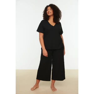 Trendyol Curve Black Camisole Knitted Pajamas Set