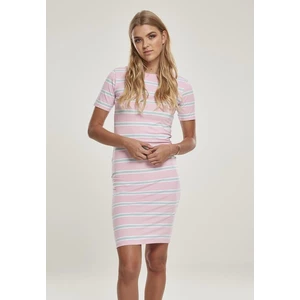 Ladies Stretch Stripe Dress Girlypink/oceanblue