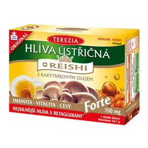 Terezia Company Hlíva ústřičná s rakytníkovým olejem a reishi FORTE 60 kapslí