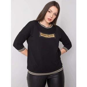 Black cotton plus size sweatshirt