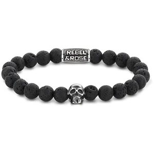 Rebel&Rose Korálkový náramek Skull Black Moon RR-SK001-S 16,5 cm - S