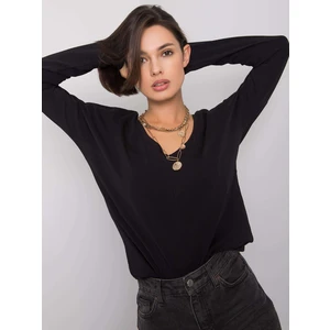 Black blouse with a neckline on the back