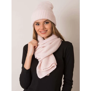 RUE PARIS Light pink hat and scarf set