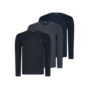 TRIPLE SET T8587 DEWBERRY V COLLAR MEN'S SWEATSHIRT-BLACK-ANTRASİT-LACİVERT