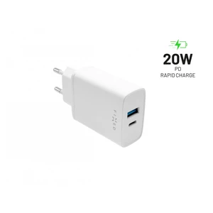 Nabíjačka do siete FIXED USB, USB-C PD, QC 3.0, 20W (FIXC20-CU-WH) biela nabíjačka do siete • pre sieťové zásuvky EÚ • maximálny výstupný prúd 3,1 A •