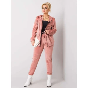 Dusty pink plus size velor set