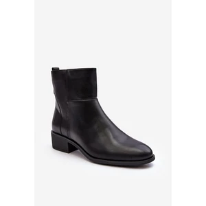 Women's leather boots with zipper black Semotti