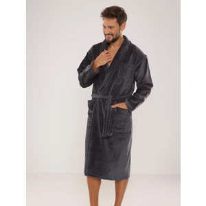 Men's bathrobe De Lafense 803 M-2XL grey 045