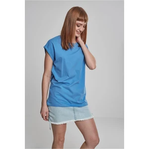 Women's T-shirt with extended shoulder horizontal blue