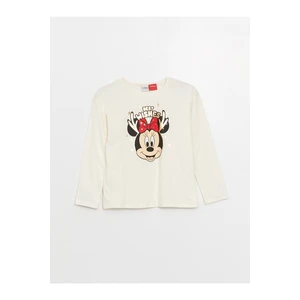 LC Waikiki Crew Neck Minnie Mouse Printed Long Sleeve Girls' T-Shirt