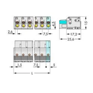 Zásuvkový konektor na kabel WAGO 2721-202/026-000, 25.60 mm, pólů 2, rozteč 7.50 mm, 100 ks