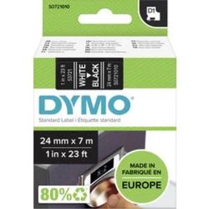 Dymo D1 53721, S0721010 , 24mm x 7m bílý tisk / černý podklad, originální páska