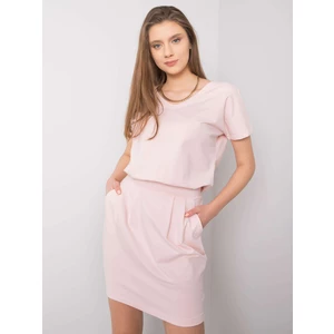 RUE PARIS Light pink dress with a belt