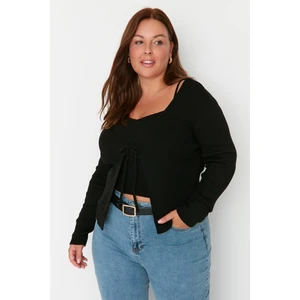 Trendyol Curve Plus Size Cardigan - Black - Slim fit