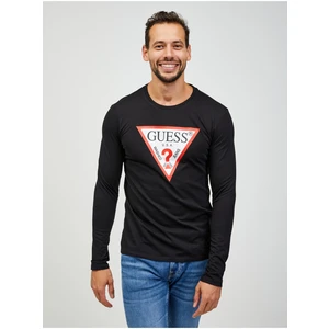 Black Men's Long Sleeve T-Shirt Guess - Men's