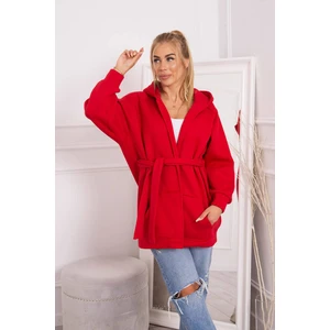 Insulated cape with tie at the waist red