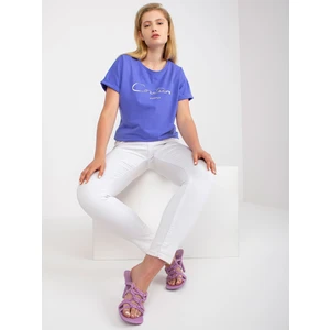 Purple plus size cotton t-shirt with short sleeves