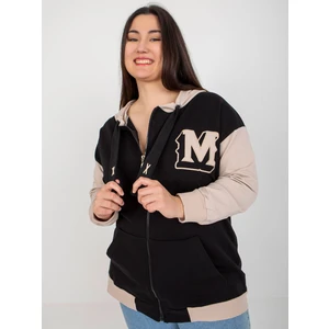 Black-beige hoodie plus size