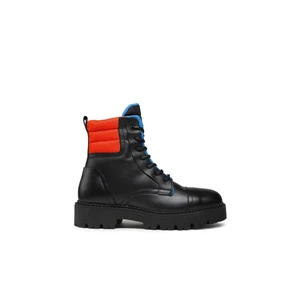 Tommy Jeans Čižmy - PADDED LACE UP HERIT čierne