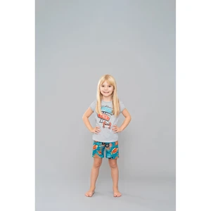 Girls' pyjamas Oceania, short sleeves, shorts - light melange/print