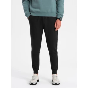 Ombre Men's sweatpants with ottoman fabric inserts - black