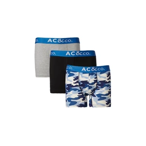 AC&Co / Altınyıldız Classics Men's Navy-Grey 3-Pack Stretchy Patterned Cotton Boxer.