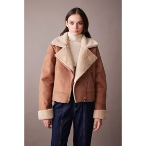 DEFACTO Relax Fit Suede Furry Faux Leather Coat